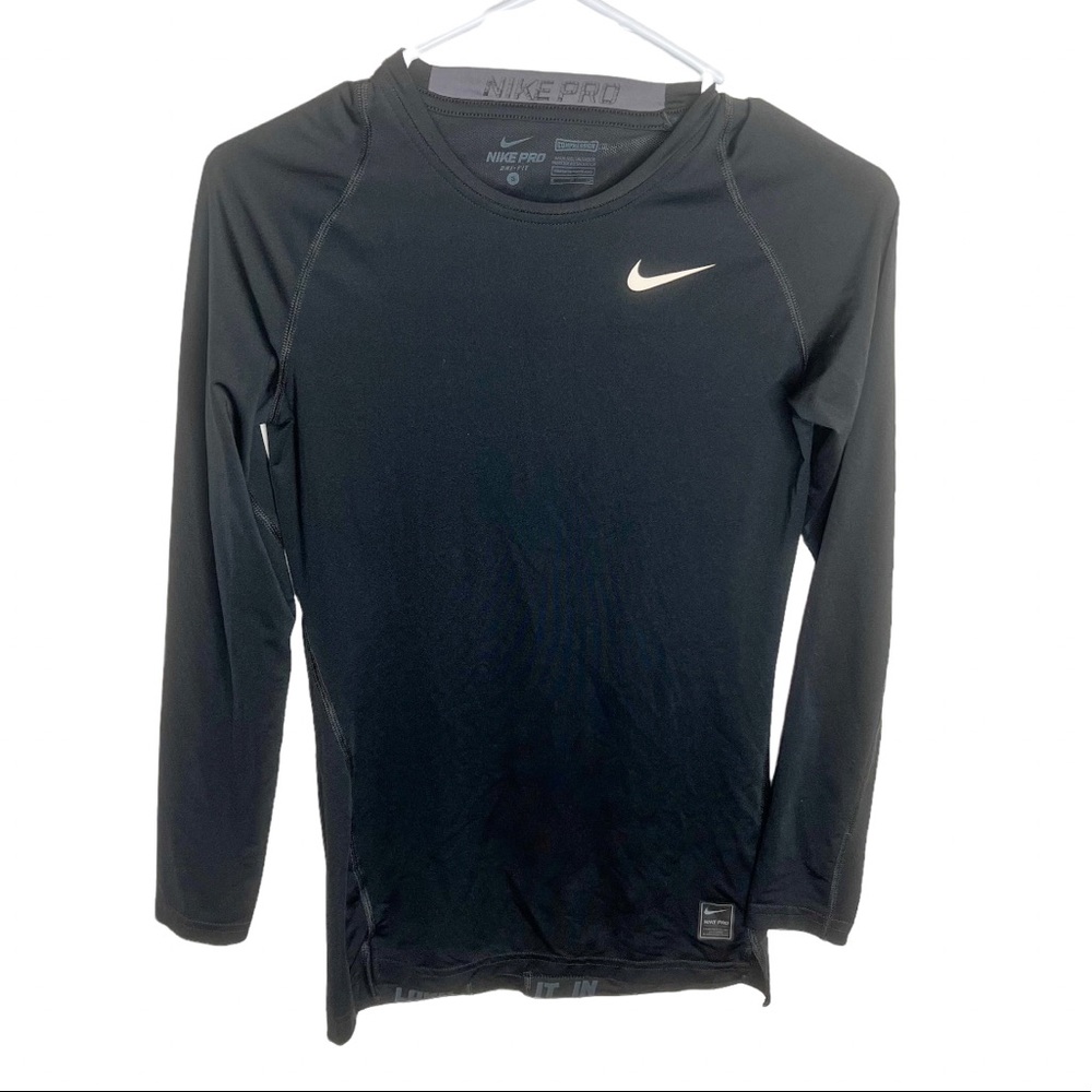 Nike Pro Dri Fit Long Sleeve Black Compression Shirt Size Small